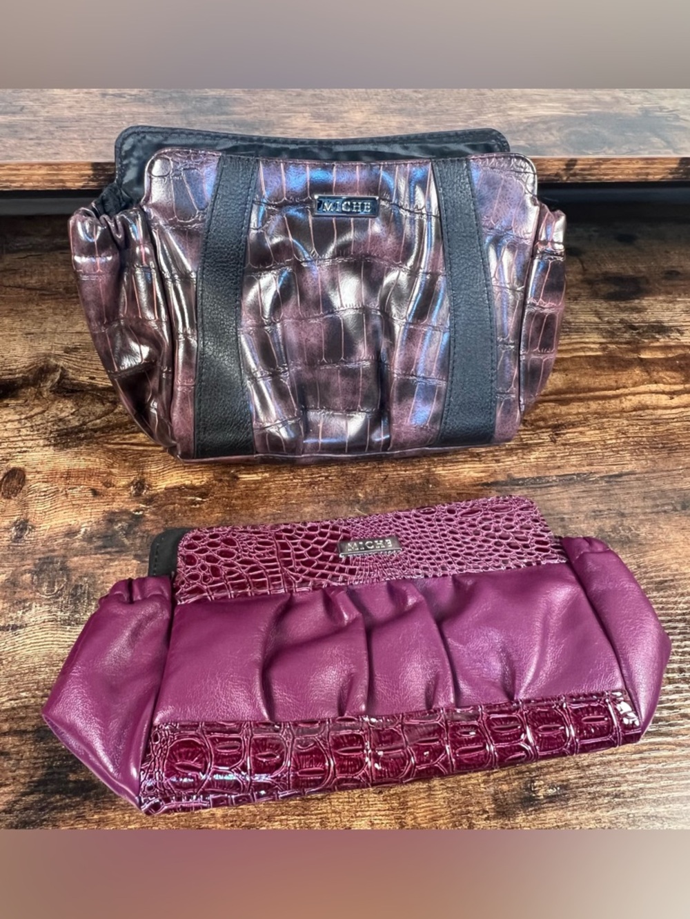 Miche Petite Bag Shells Ariana-Retired Nikki Interchangeable Croc purple brown